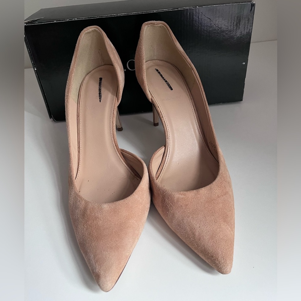 J. Crew Blush Suede Pointed-Toe Heels